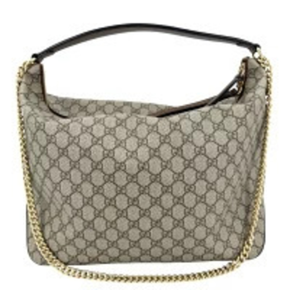 Gucci Hobo Bag Handbag Shoulder Crossbody GG Supreme Canvas Leather Beige Brown